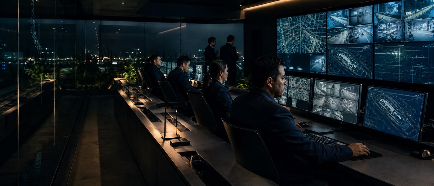 Centro de inteligencia analizando información operativa
